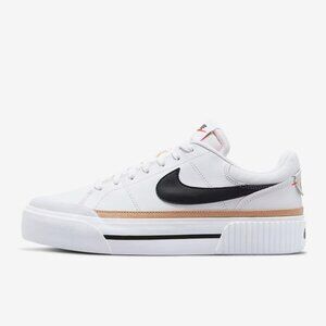 Nike Women's White and Black Sneakers with Tan Accents